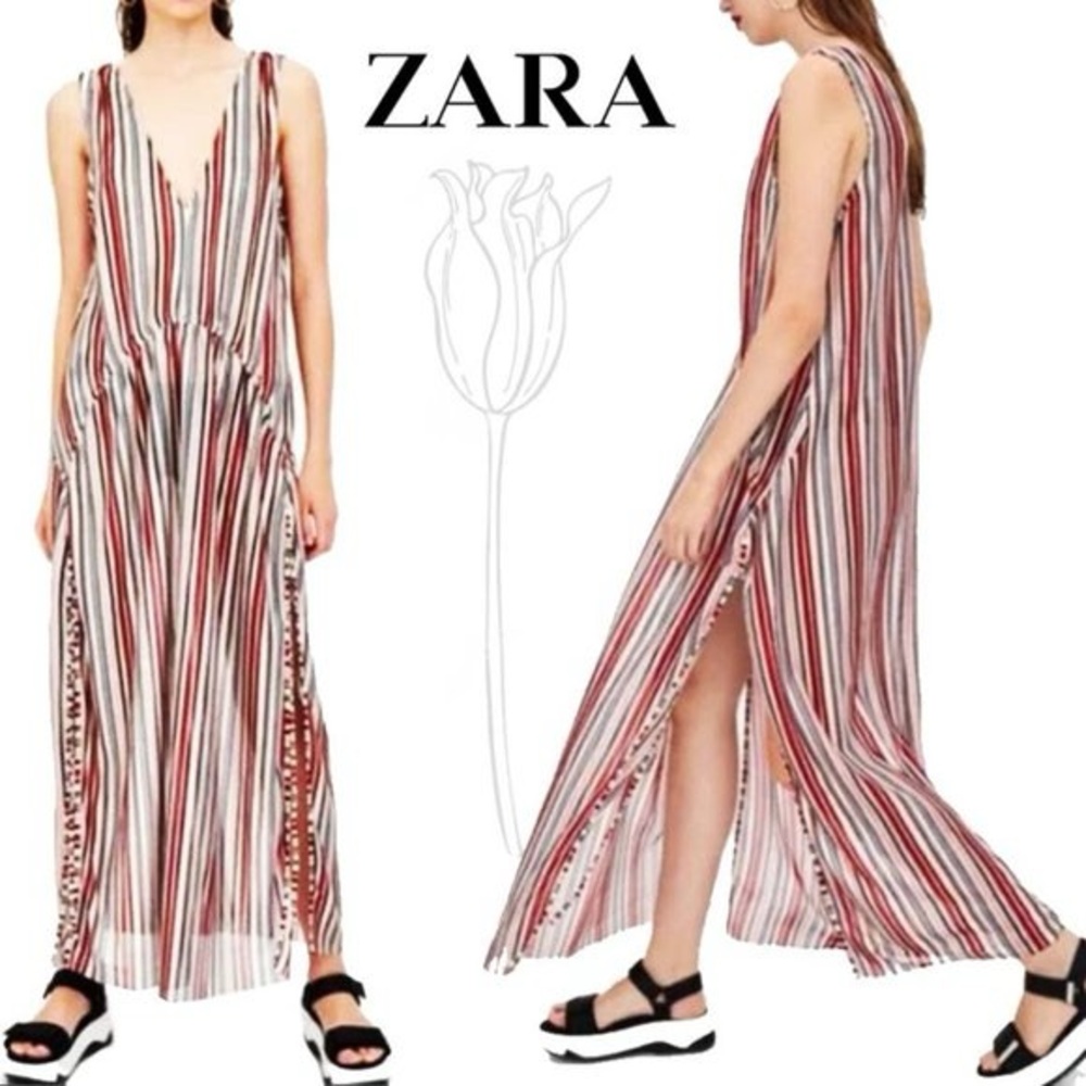 Zara multicolor knit dress with side slits Size- medium